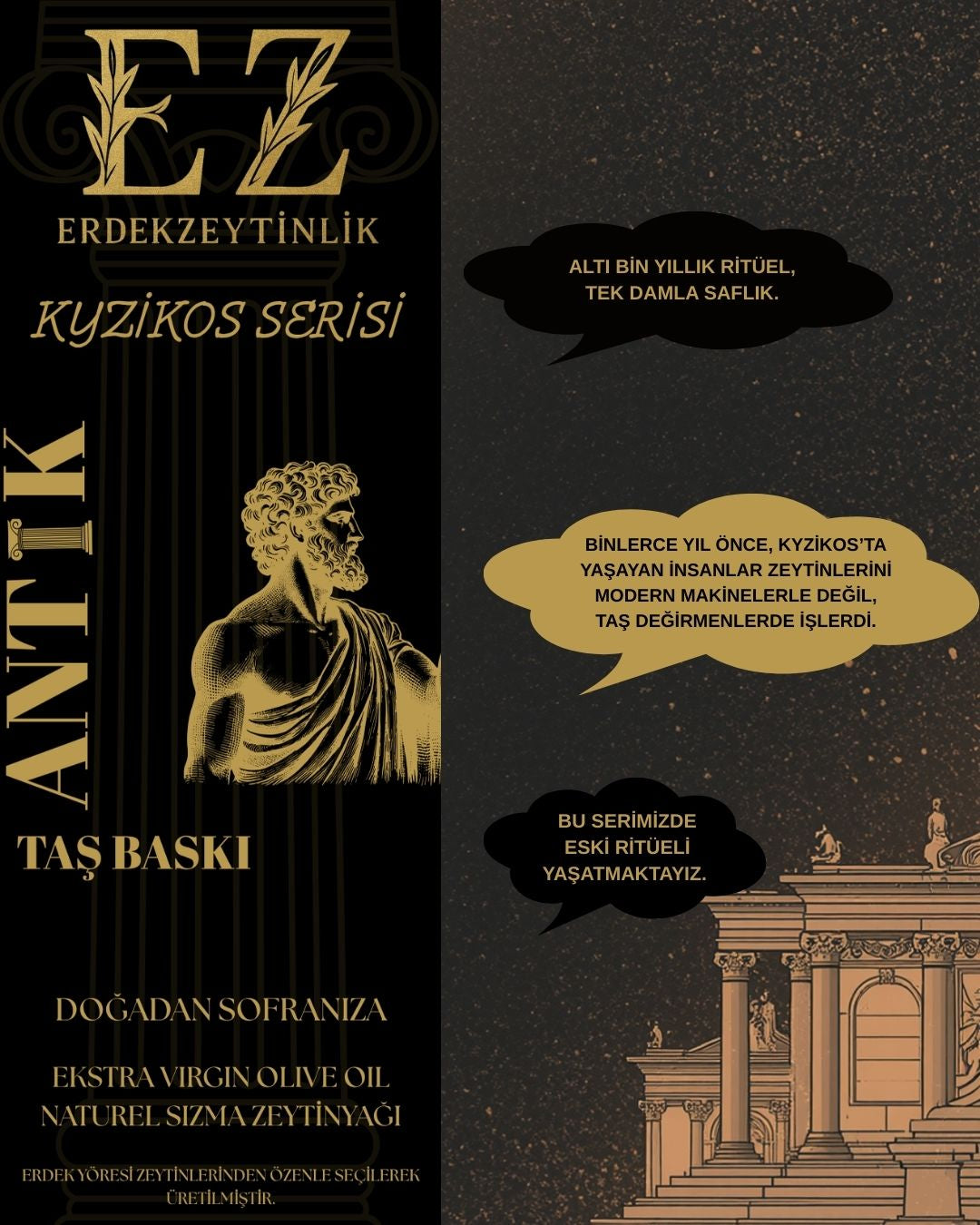 Antik Kyzikos Serisi Taş Baskı Zeytinyağı 700 mL