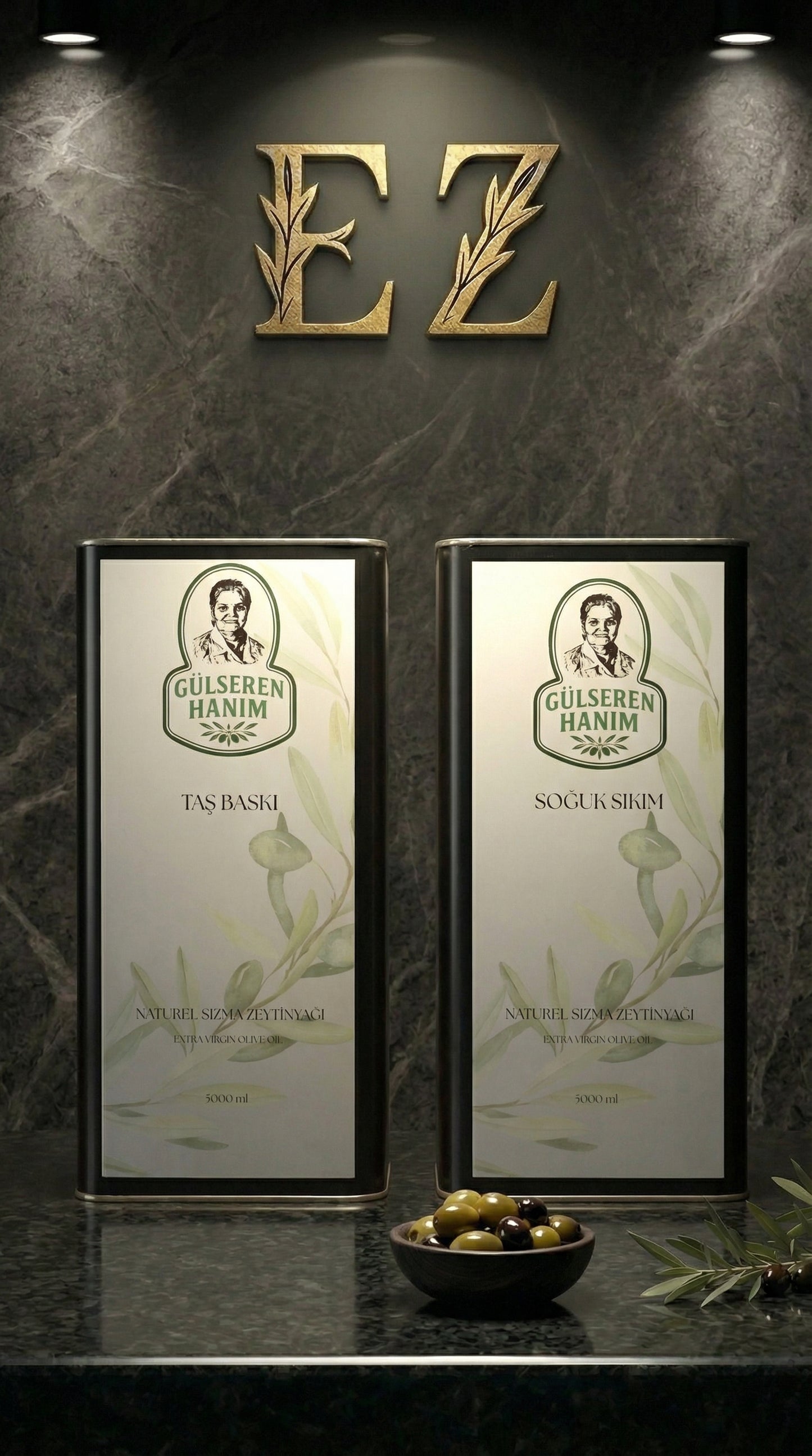 Gülseren Hanım Taş Baskı Naturel Sızma Zeytinyağı 5L Teneke