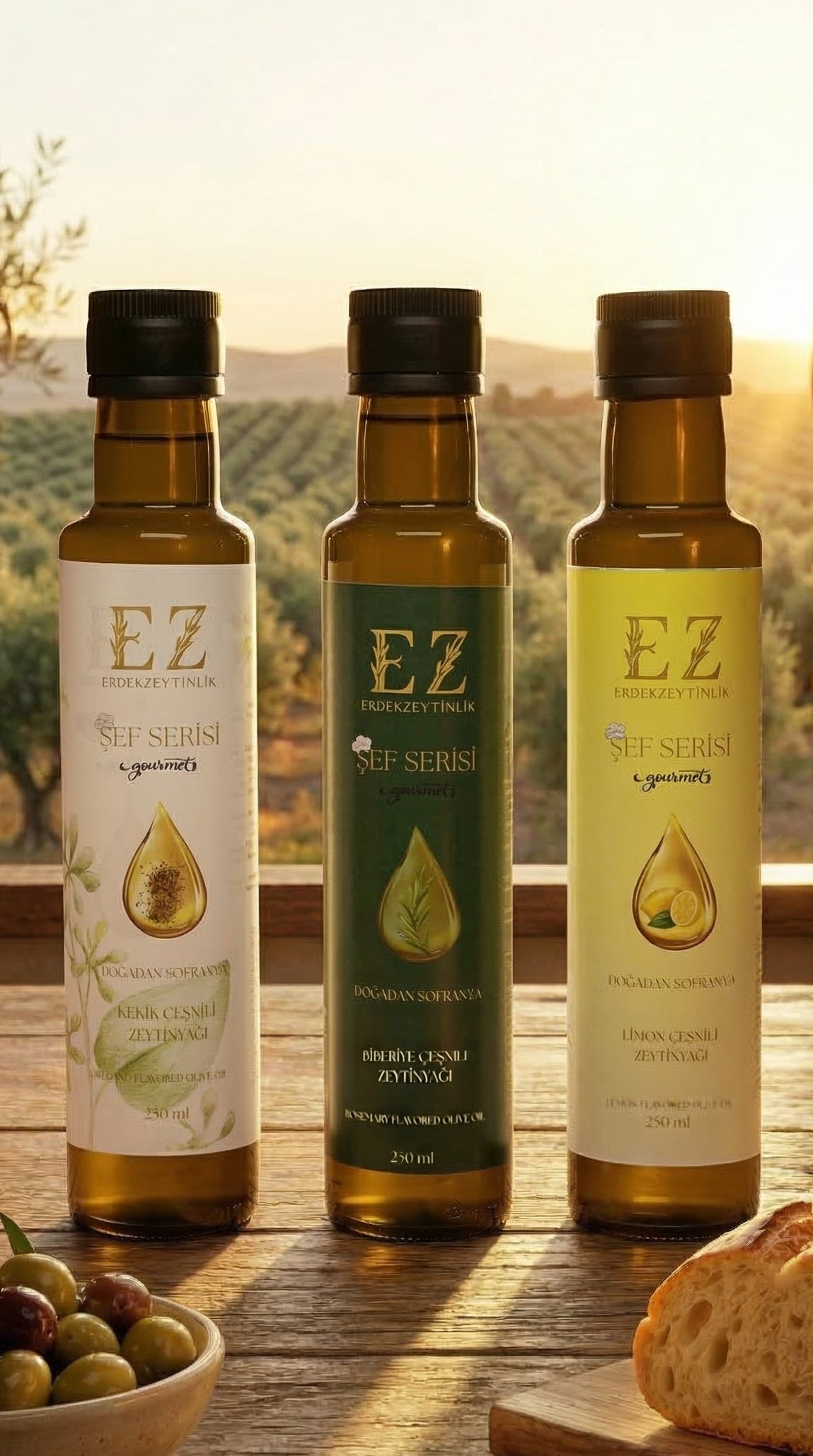 Şef Serisi Başlangıç Paketi Limon-Biberiye-Kekik Çeşnili Zeytinyağları 250mL