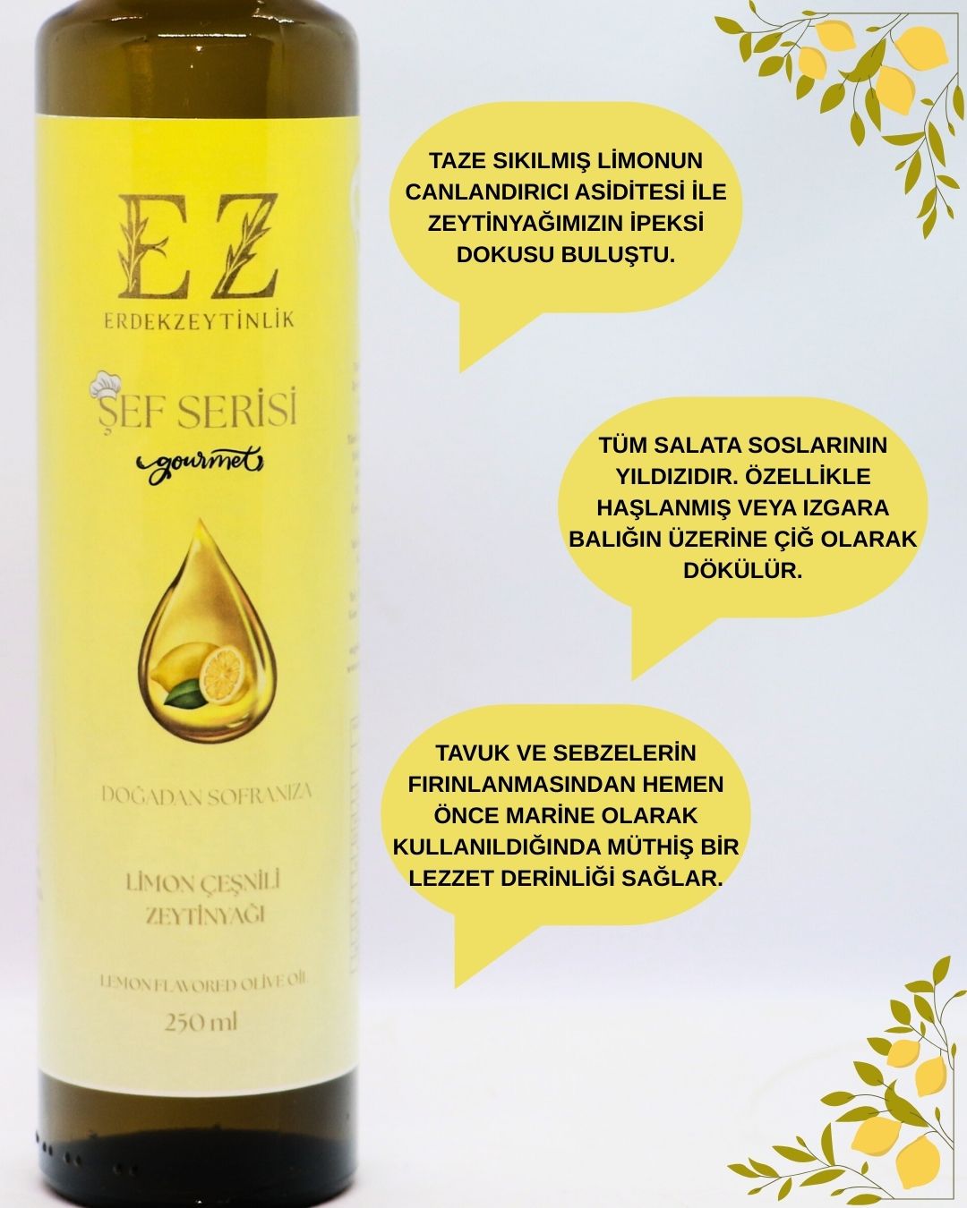 Şef Serisi Limon Çeşnili Zeytinyağı 250 mL