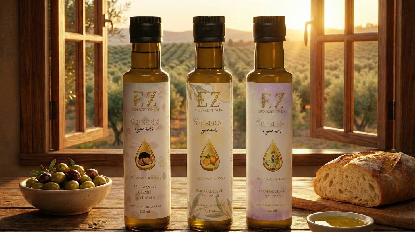 Şef Serisi Başlangıç Paketi Sarımsak-Trüf Mantar-Portakal Çeşnili 250mL Zeytinyağları