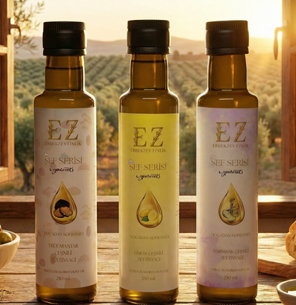 Şef Serisi Başlangıç Paketi Trüf Mantar-Limon-Sarımsak Çeşnili 250mL Zeytinyağları