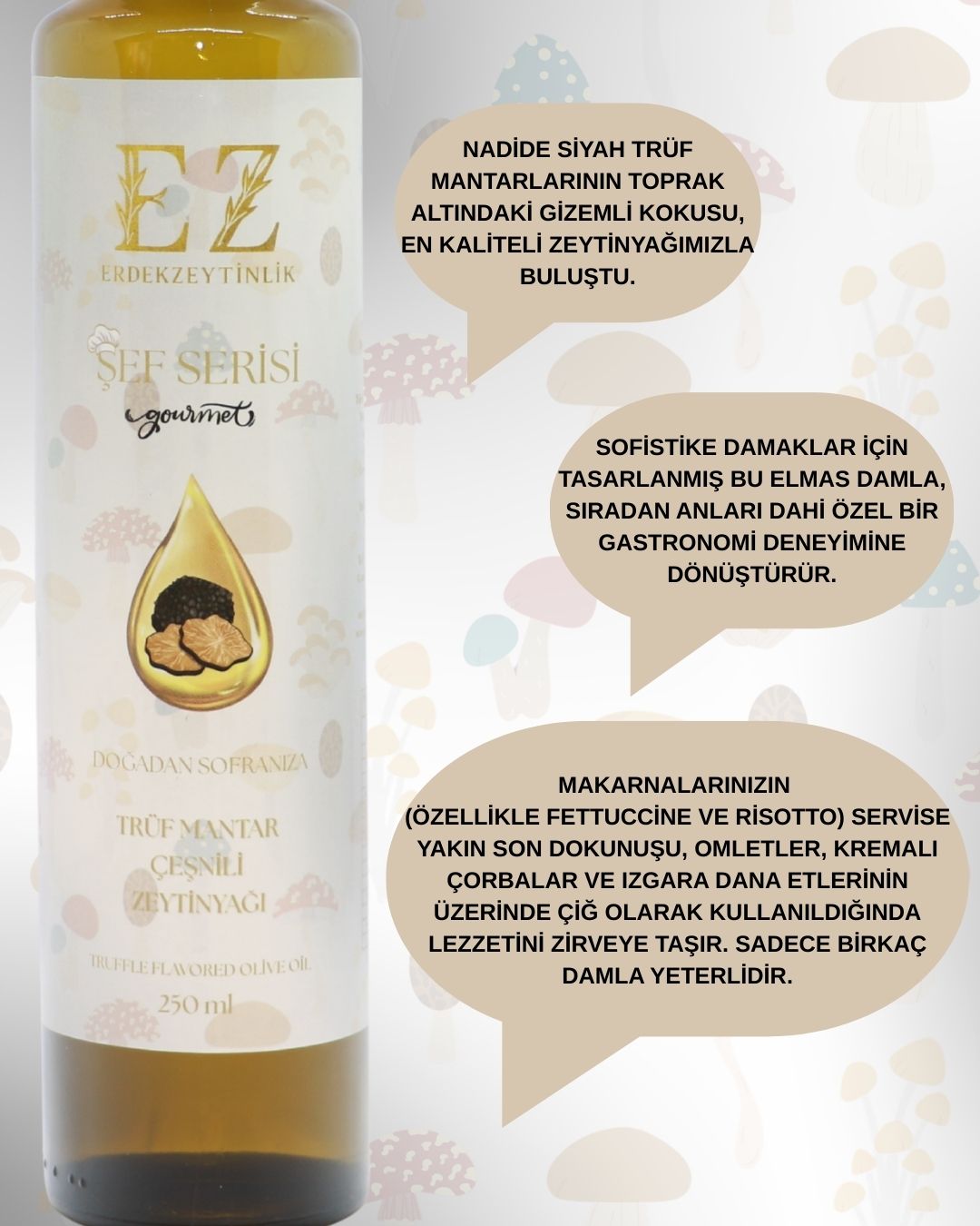 Şef Serisi Trüf Mantar Çeşnili Zeytinyağı 250 mL
