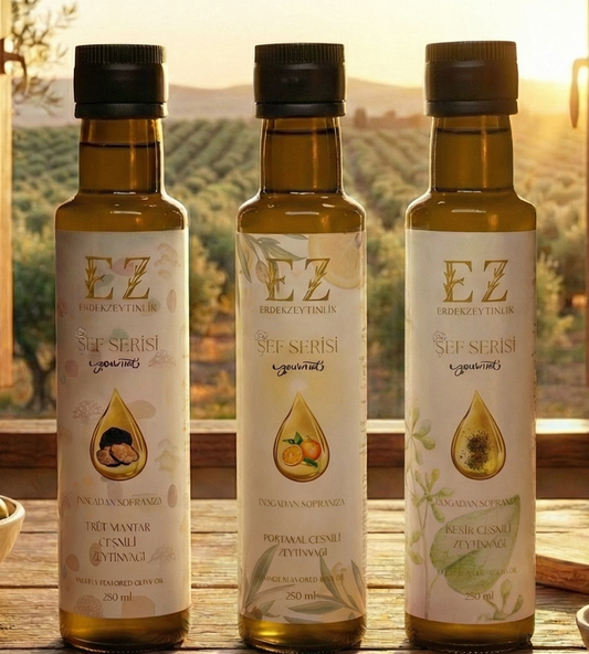 Şef Serisi Başlangıç Paketi Trüf Mantar-Portakal-Kekik Çeşnili Zeytinyağları 250mL