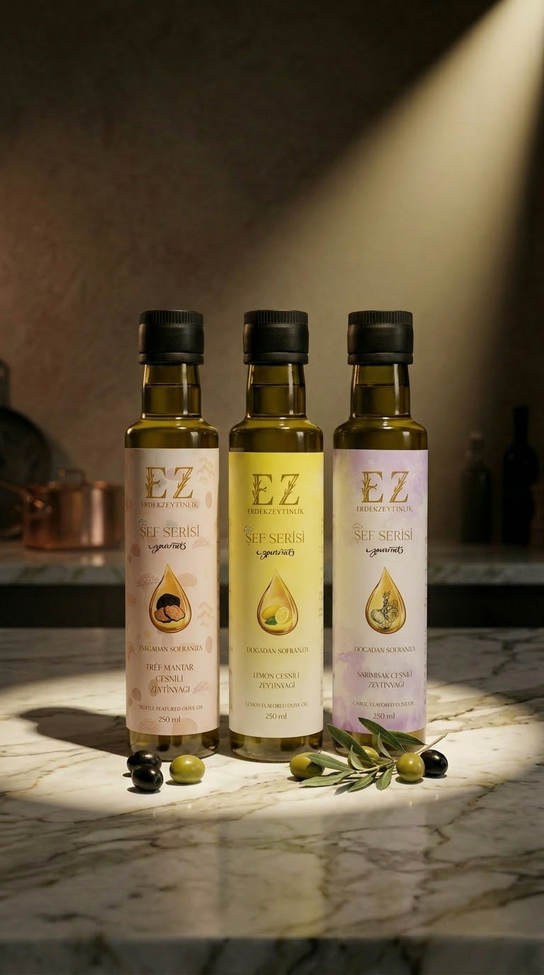 Şef Serisi Başlangıç Paketi Trüf Mantar-Limon-Sarımsak Çeşnili 250mL Zeytinyağları